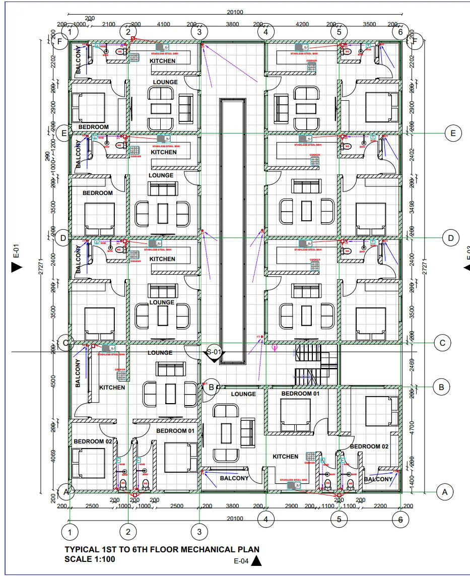 Plumbing and drainage layout